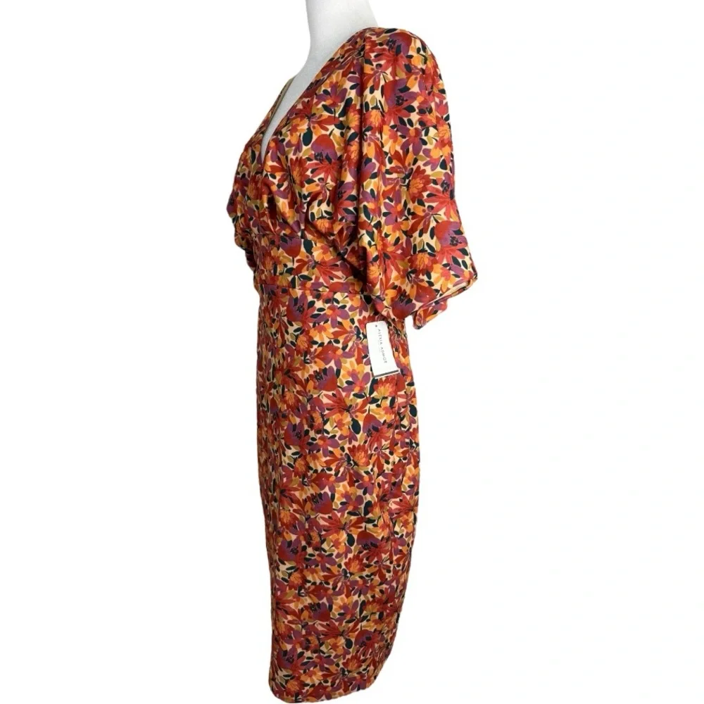 Alexia Admor Mira Floral Midi Dress NWT Size M Batwing Sleeve Dolman - Picture 6 of 8